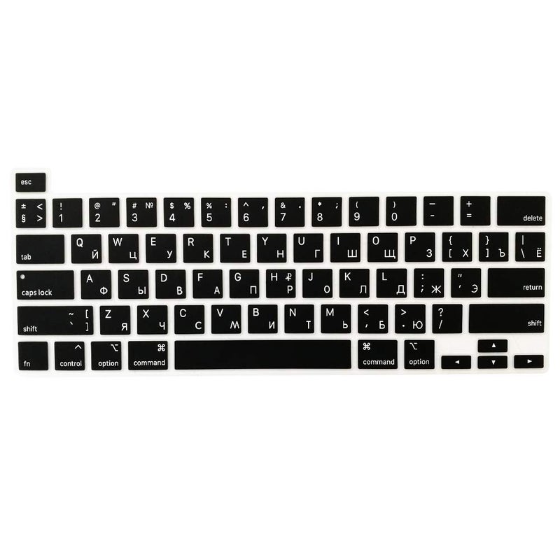 ProElife Ultra Thin Russian Keyboard Cover Skin for MacBook Pro 13 Inch 2022 2021 2020 (Apple M2 Chip/Apple M1 Chip A2338/A2289/A2251) and 2019 MacBook Pro 16 Inch (Model A2141) Protector (Black) - Image 1